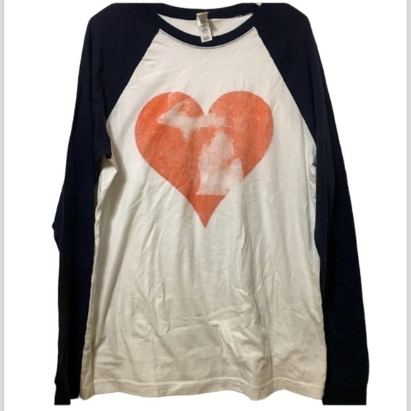 Bella Canvas Tops - Michigan graphic Long sleeved baseball T-shirt 100% Cotton size medium